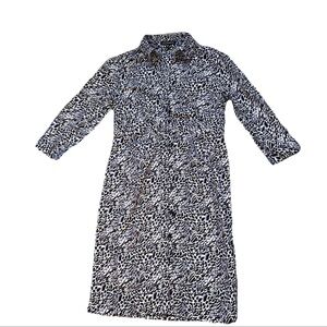 Express Design Studio Women's Animal Print button Down Shirt Dress Size 12 VTG